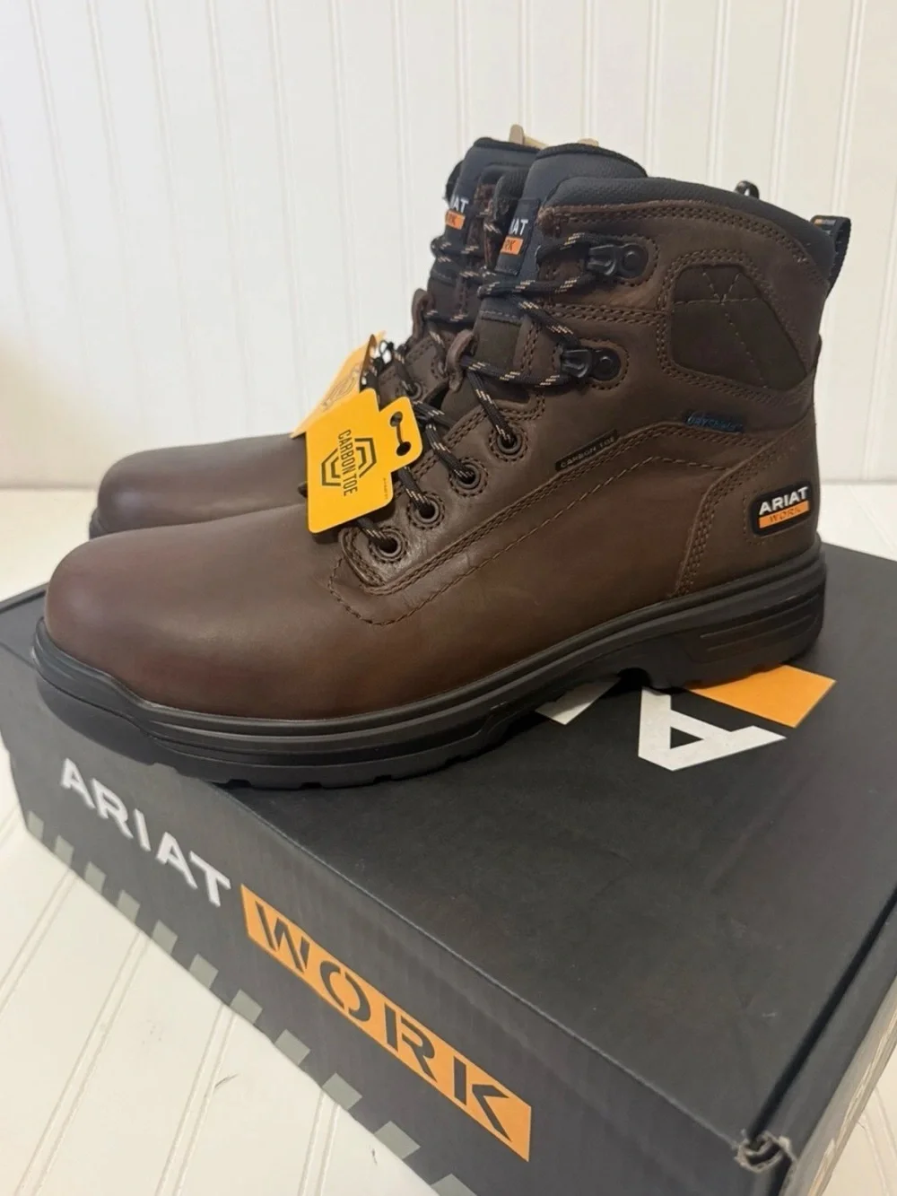 ARIAT Men’s Turbo 6” WP Carbon Toe Work Boots -Durable Leather Boot 10.5EE